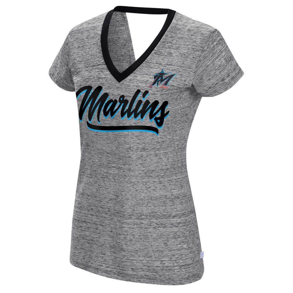 Miami Marlins Touch Women's Halftime Back Wrap Top V-Neck T-Shirt - MLB