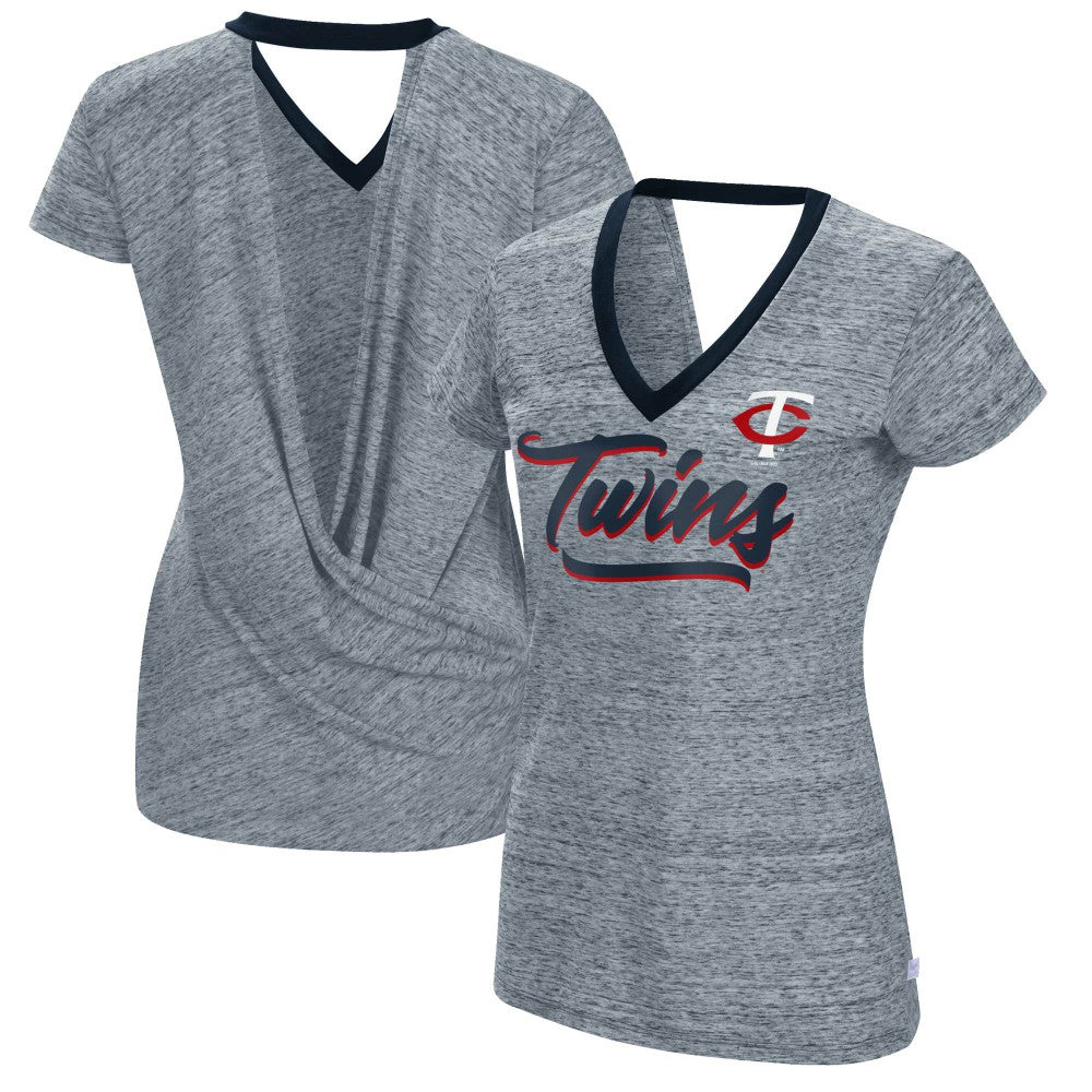 Minnesota Twins Touch Women's Halftime Back Wrap Top V-Neck T-Shirt - MLB