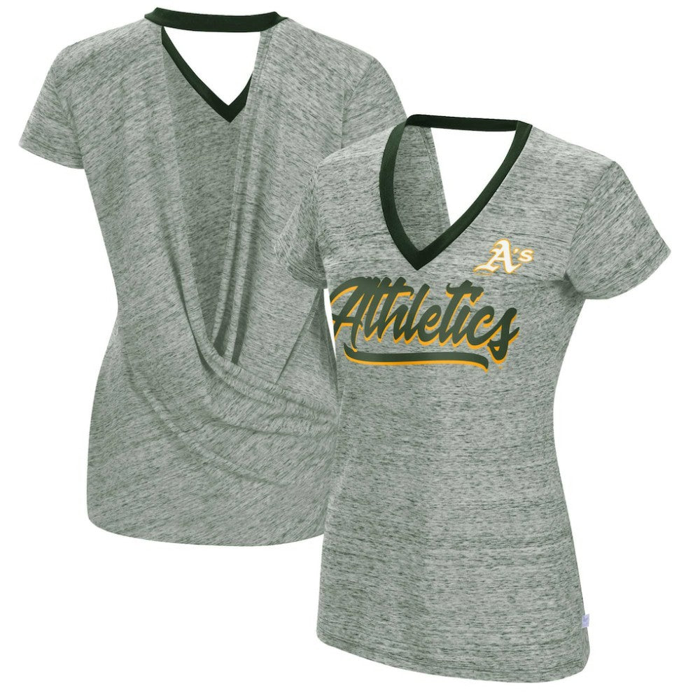 Athletics Touch Women's Halftime Back Wrap Top V-Neck T-Shirt - MLB