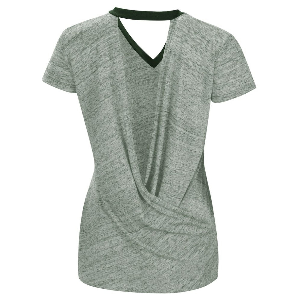 Athletics Touch Women's Halftime Back Wrap Top V-Neck T-Shirt - MLB