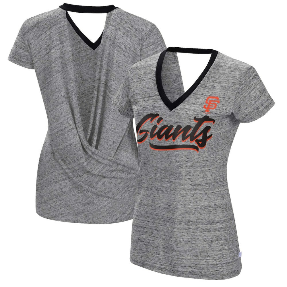 San Francisco Giants Touch Women's Halftime Back Wrap Top V-Neck T-Shirt - MLB