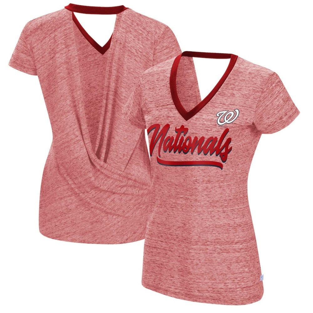 Washington Nationals Touch Women's Halftime Back Wrap Top V-Neck T-Shirt - MLB
