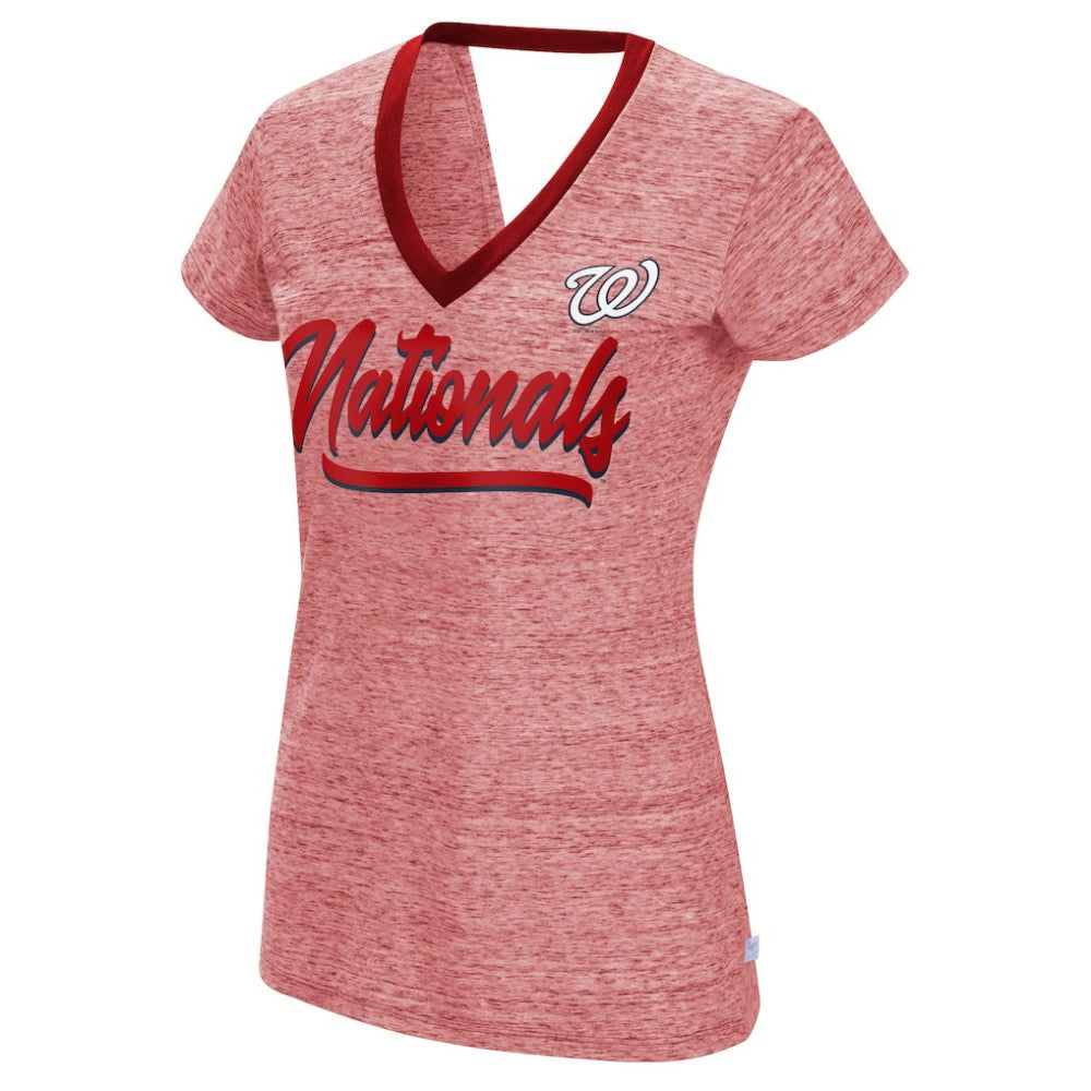 Washington Nationals Touch Women's Halftime Back Wrap Top V-Neck T-Shirt - MLB