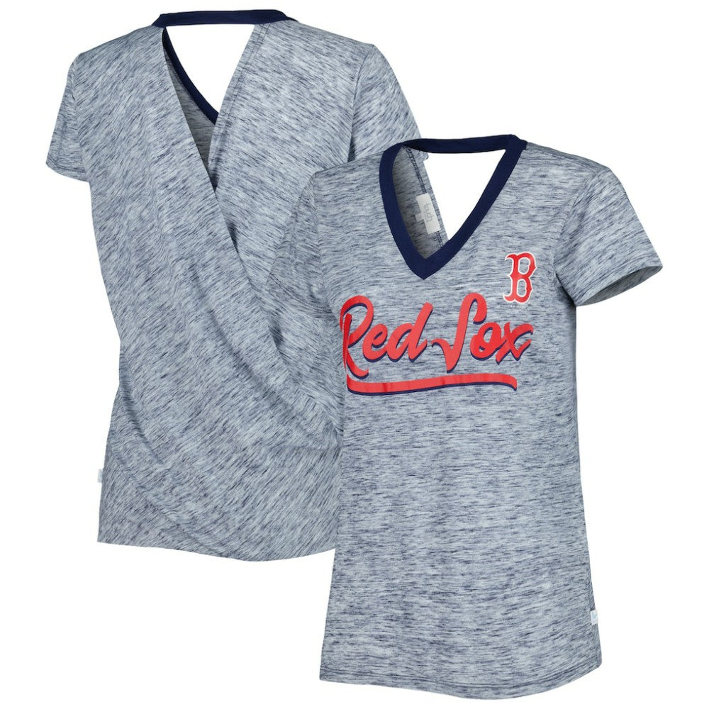Boston Red Sox Touch Women's Halftime Back Wrap Top V-Neck T-Shirt - MLB