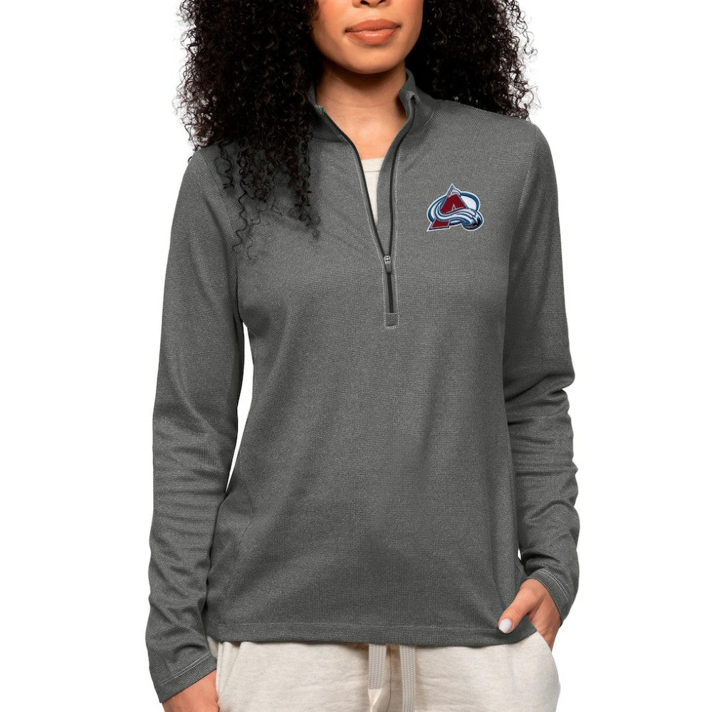 Colorado Avalanche Antigua Women's Epic Quarter-Zip Pullover Top - Heather Charcoal - NHL