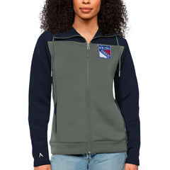 New York Rangers Antigua Women's Protect Full-Zip Hoodie - Navy/Steel - NHL