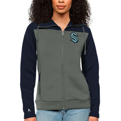 Seattle Kraken Antigua Women's Protect Full-Zip Hoodie - Navy/Steel - NHL