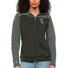 Seattle Kraken Antigua Women's Protect Full-Zip Hoodie - Steel/Charcoal - NHL