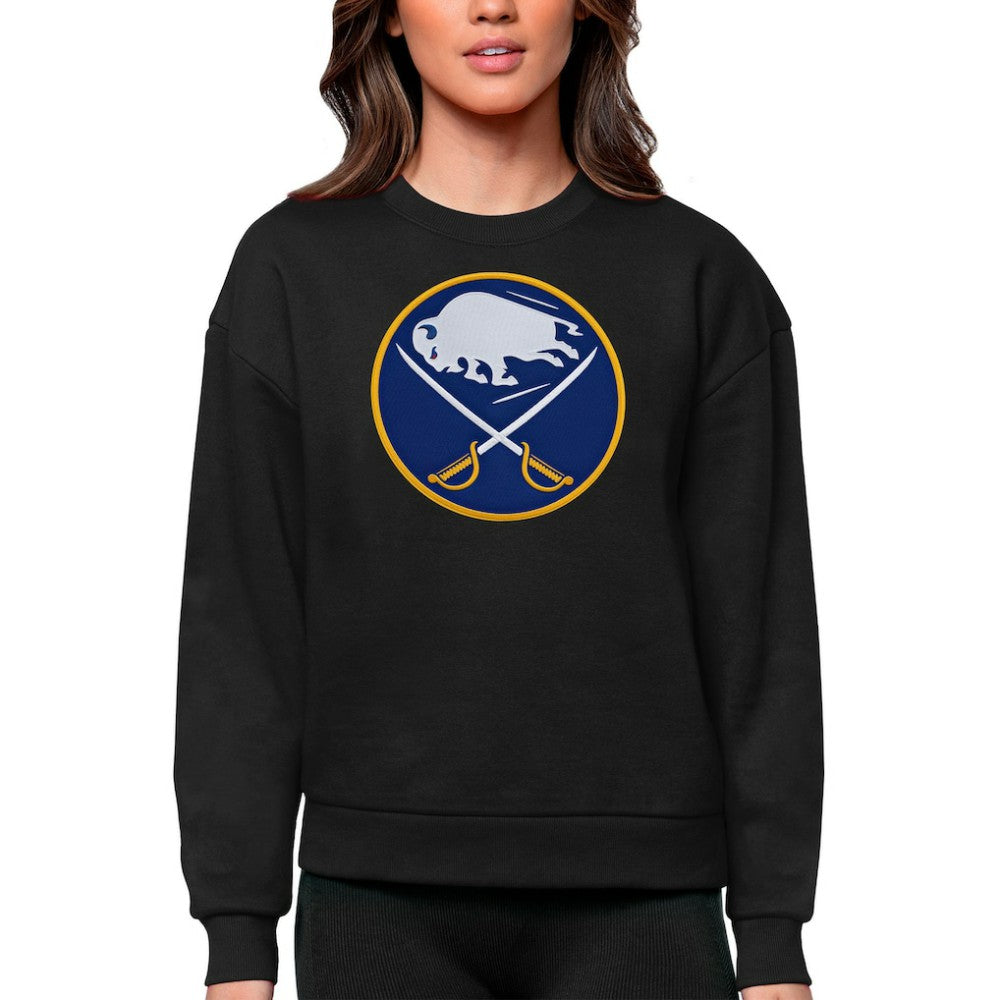 Buffalo Sabres Antigua Women's Team Logo Victory Crewneck Pullover Sweatshirt - Black - NHL