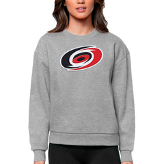 Carolina Hurricanes Antigua Women's Team Logo Victory Crewneck Pullover Sweatshirt - Heather Gray - NHL