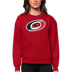 Carolina Hurricanes Antigua Women's Team Logo Victory Crewneck Pullover Sweatshirt - Red - NHL