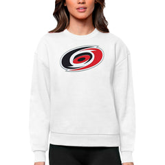 Carolina Hurricanes Antigua Women's Team Logo Victory Crewneck Pullover Sweatshirt - White - NHL