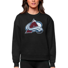 Colorado Avalanche Antigua Women's Team Logo Victory Crewneck Pullover Sweatshirt - Black - NHL
