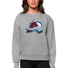 Colorado Avalanche Antigua Women's Team Logo Victory Crewneck Pullover Sweatshirt - Heather Gray - NHL