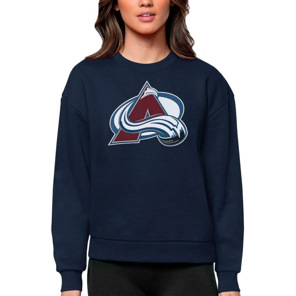 Colorado Avalanche Antigua Women's Team Logo Victory Crewneck Pullover Sweatshirt - Navy - NHL