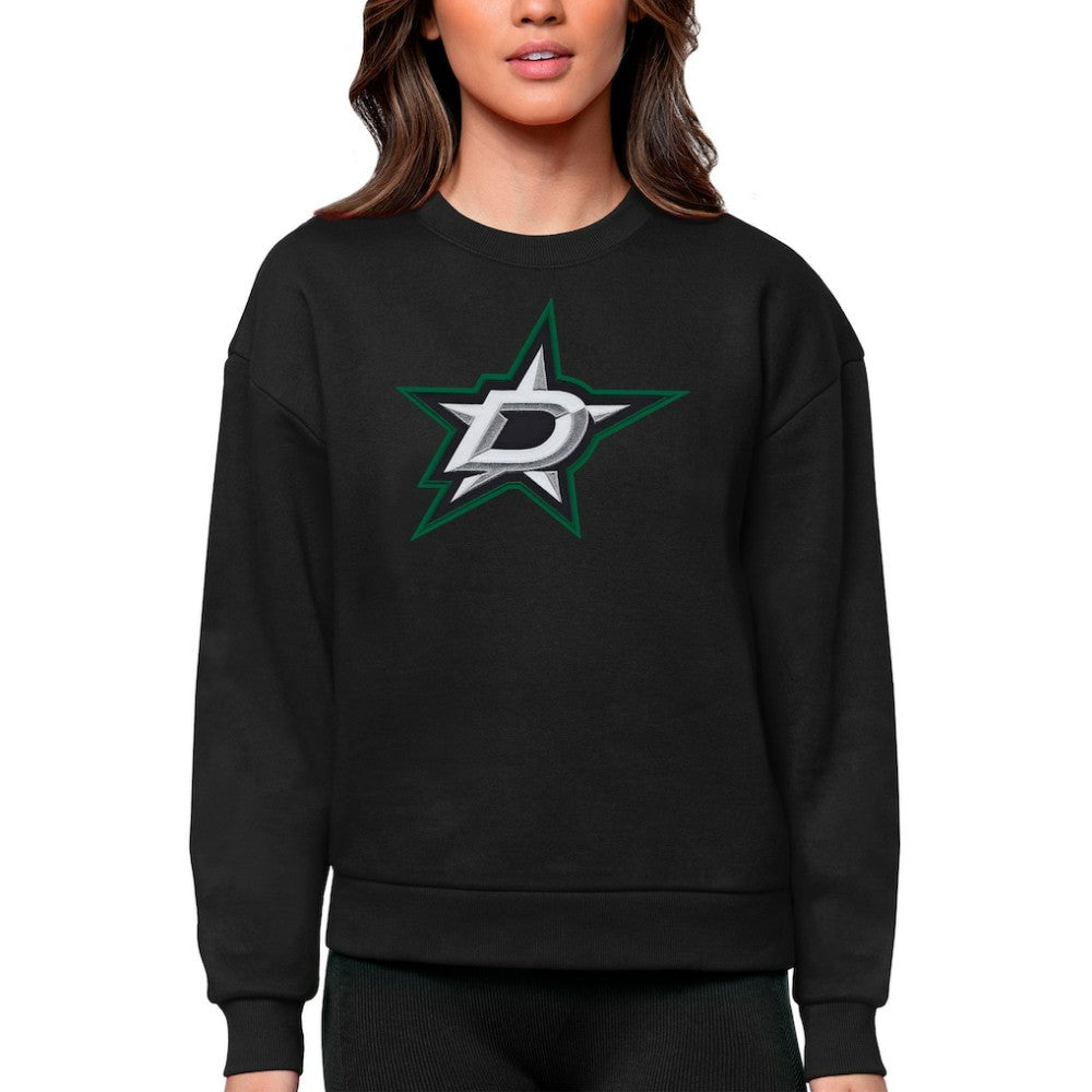 Dallas Stars Antigua Women's Team Logo Victory Crewneck Pullover Sweatshirt - Black - NHL