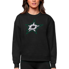 Dallas Stars Antigua Women's Team Logo Victory Crewneck Pullover Sweatshirt - Black - NHL