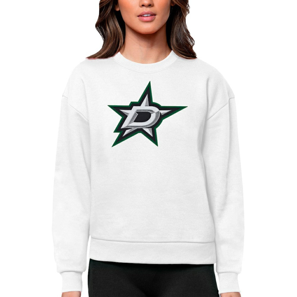 Dallas Stars Antigua Women's Team Logo Victory Crewneck Pullover Sweatshirt - White - NHL