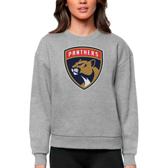 Florida Panthers Antigua Women's Team Logo Victory Crewneck Pullover Sweatshirt - Heather Gray - NHL