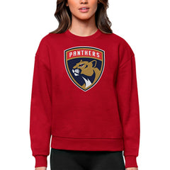 Florida Panthers Antigua Women's Team Logo Victory Crewneck Pullover Sweatshirt - Red - NHL