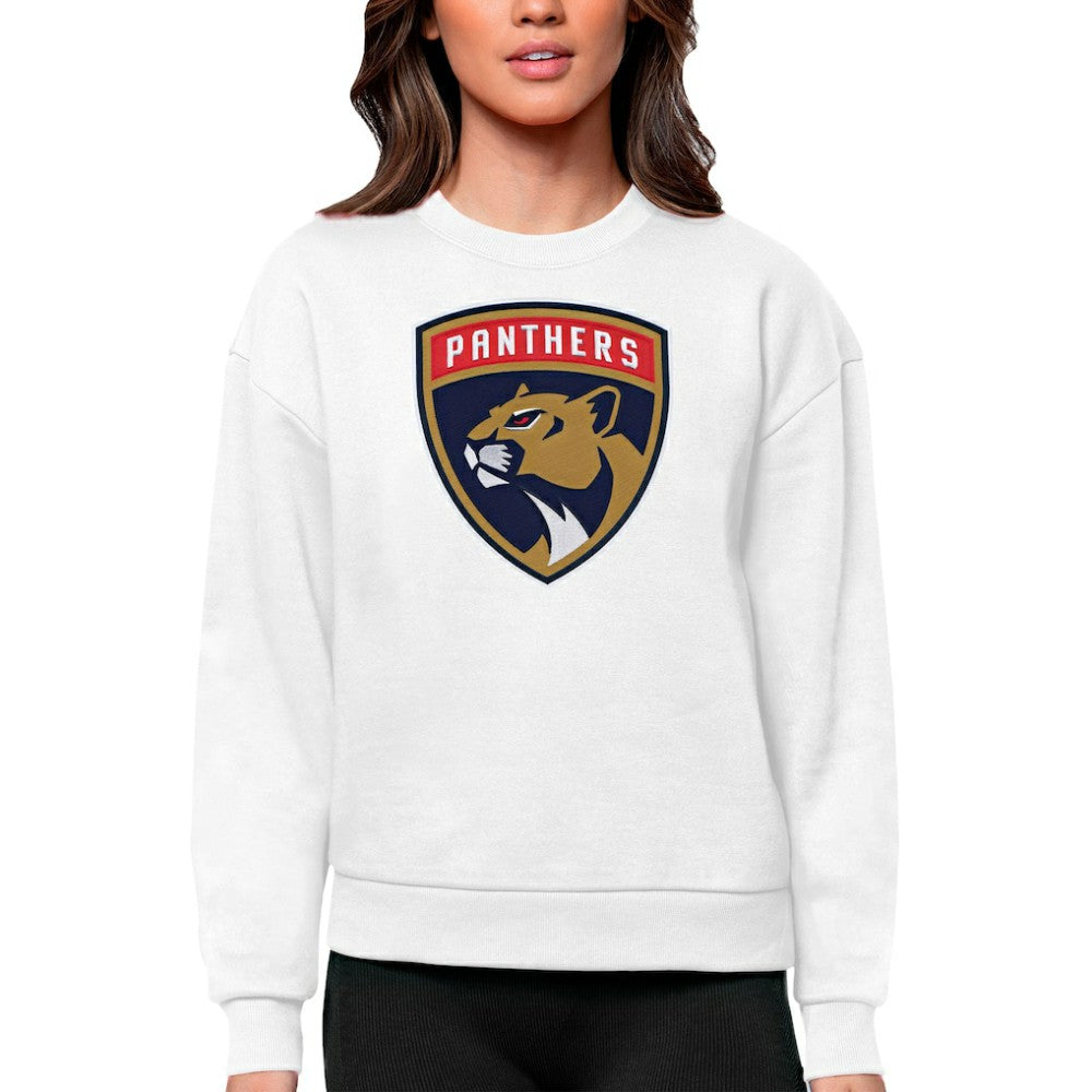 Florida Panthers Antigua Women's Team Logo Victory Crewneck Pullover Sweatshirt - White - NHL