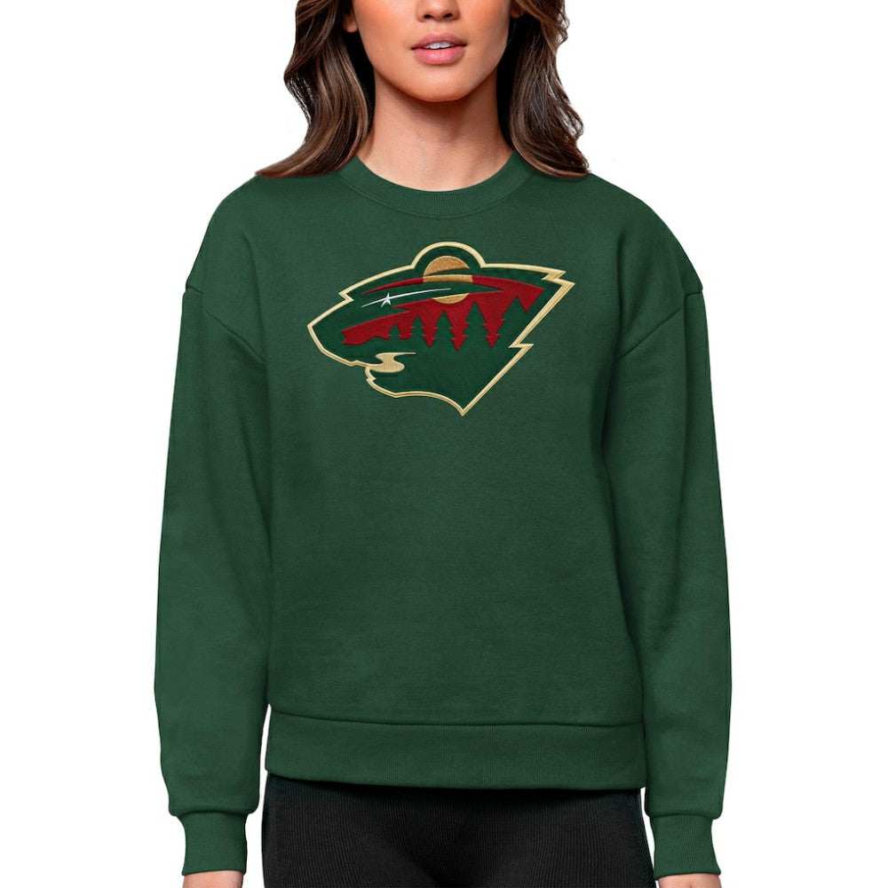 Minnesota Wild Antigua Women's Team Logo Victory Crewneck Pullover Sweatshirt - Green - NHL