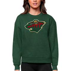 Minnesota Wild Antigua Women's Team Logo Victory Crewneck Pullover Sweatshirt - Green - NHL