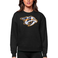 Nashville Predators Antigua Women's Team Logo Victory Crewneck Pullover Sweatshirt - Black - NHL
