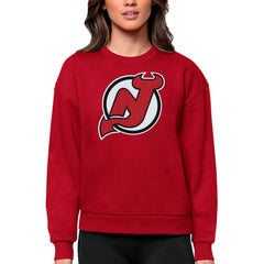 New Jersey Devils Antigua Women's Team Logo Victory Crewneck Pullover Sweatshirt - Red - NHL