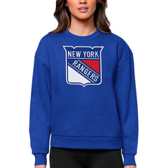 New York Rangers Antigua Women's Team Logo Victory Crewneck Pullover Sweatshirt - Royal - NHL