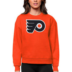 Philadelphia Flyers Antigua Women's Team Logo Victory Crewneck Pullover Sweatshirt - Orange - NHL