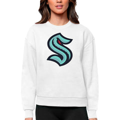 Seattle Kraken Antigua Women's Team Logo Victory Crewneck Pullover Sweatshirt - White - NHL