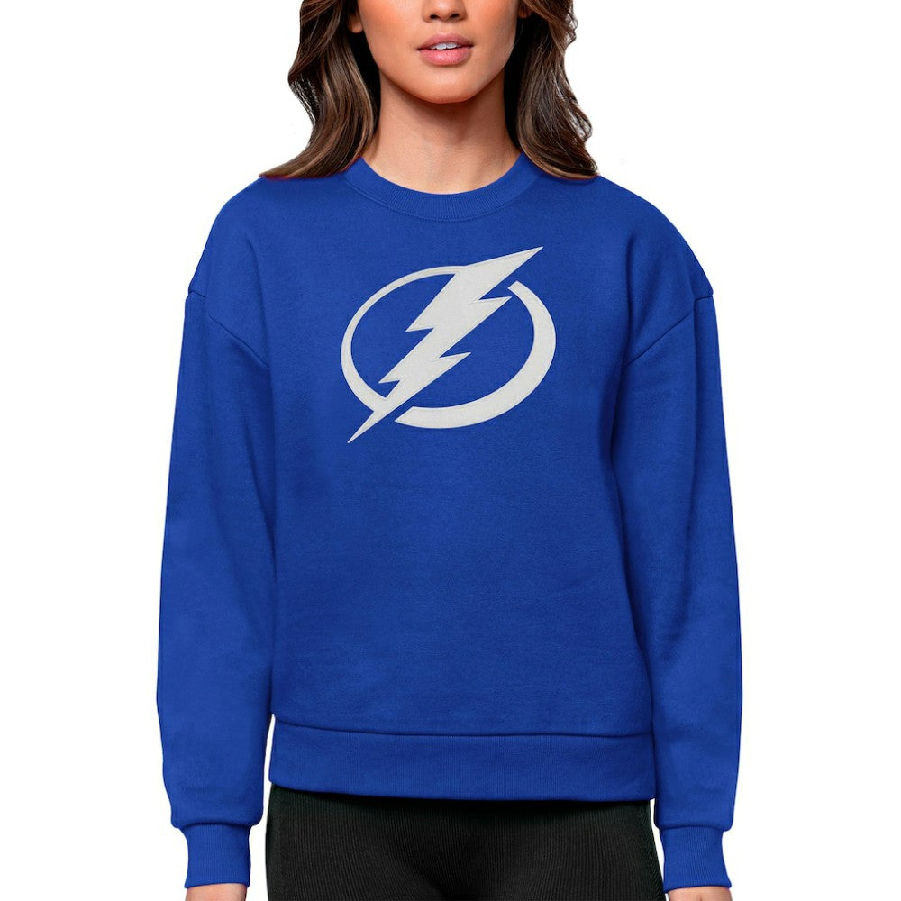 Tampa Bay Lightning Antigua Women's Team Logo Victory Crewneck Pullover Sweatshirt - Royal - NHL