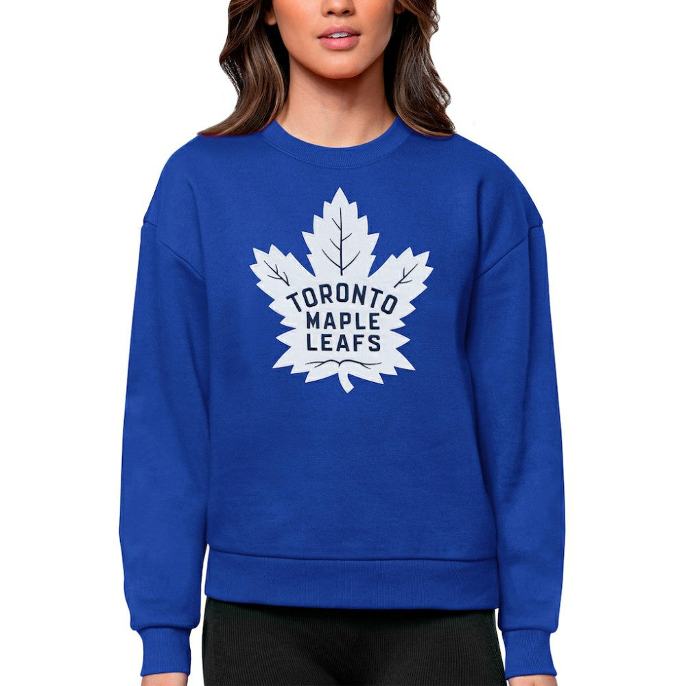 Toronto Maple Leafs Antigua Women's Team Logo Victory Crewneck Pullover Sweatshirt - Royal - NHL