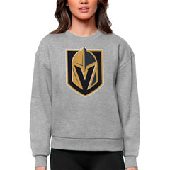 Vegas Golden Knights Antigua Women's Team Logo Victory Crewneck Pullover Sweatshirt - Heather Gray - NHL