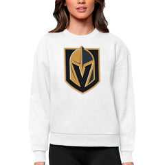 Vegas Golden Knights Antigua Women's Team Logo Victory Crewneck Pullover Sweatshirt - White - NHL