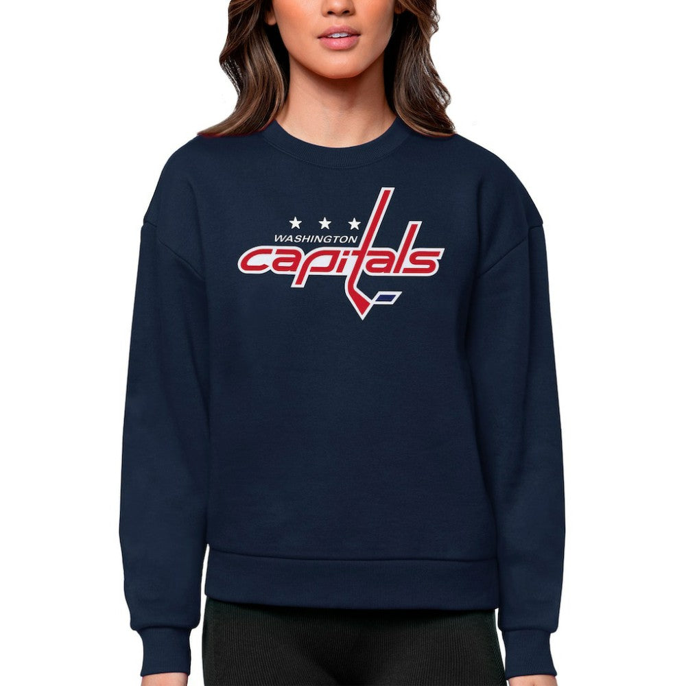 Washington Capitals Antigua Women's Team Logo Victory Crewneck Pullover Sweatshirt - Navy - NHL