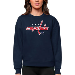 Washington Capitals Antigua Women's Team Logo Victory Crewneck Pullover Sweatshirt - Navy - NHL