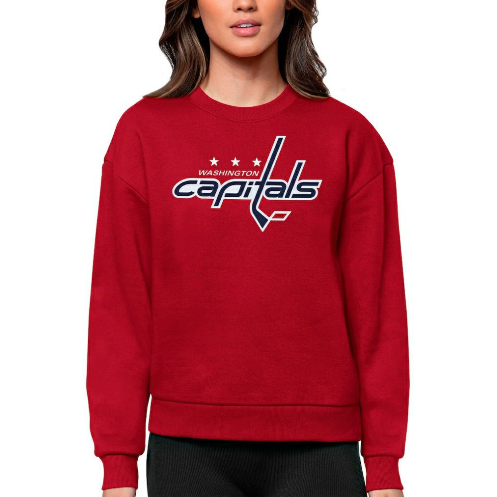 Washington Capitals Antigua Women's Team Logo Victory Crewneck Pullover Sweatshirt - Red - NHL