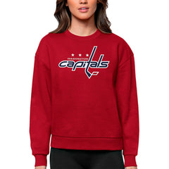 Washington Capitals Antigua Women's Team Logo Victory Crewneck Pullover Sweatshirt - Red - NHL