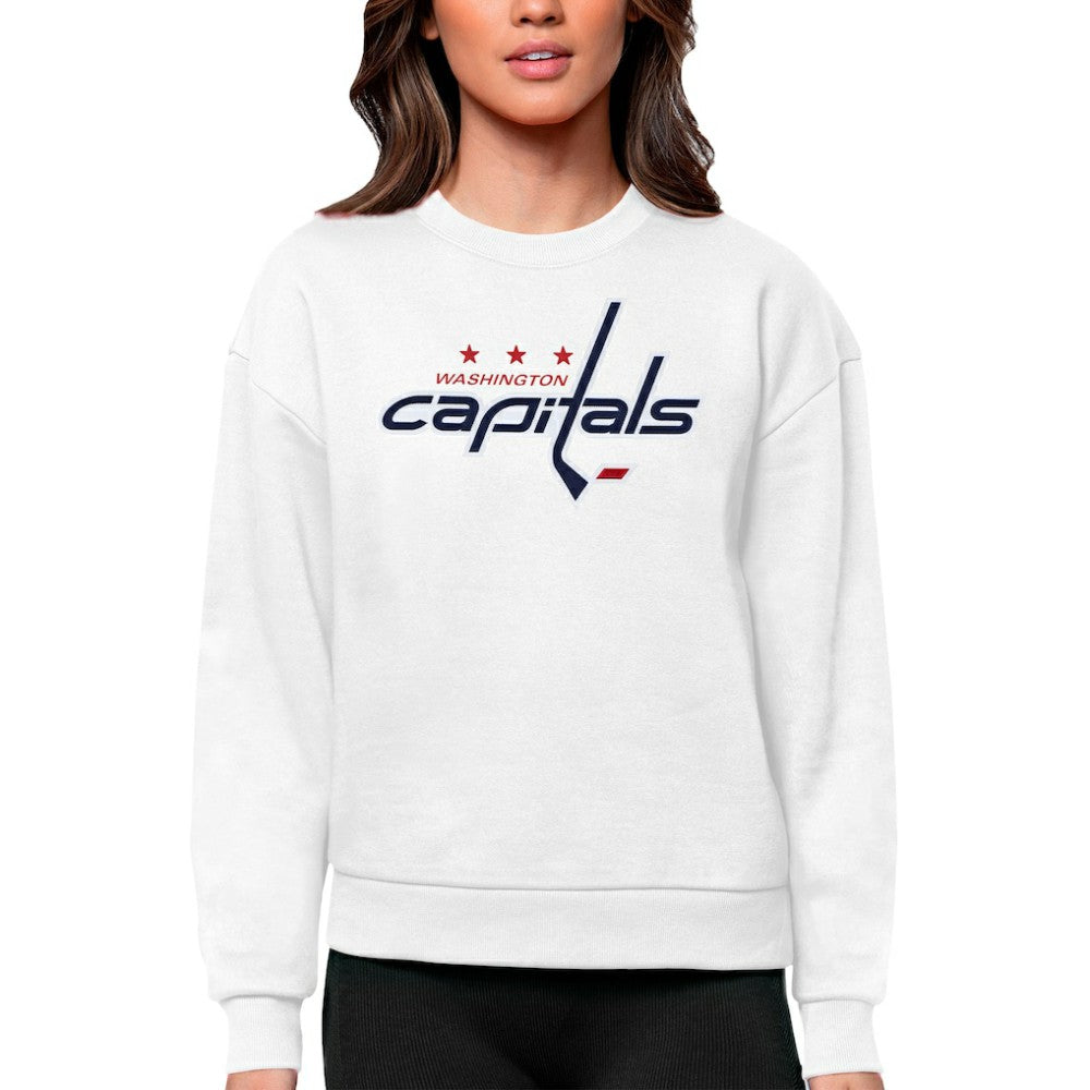 Washington Capitals Antigua Women's Team Logo Victory Crewneck Pullover Sweatshirt - White - NHL