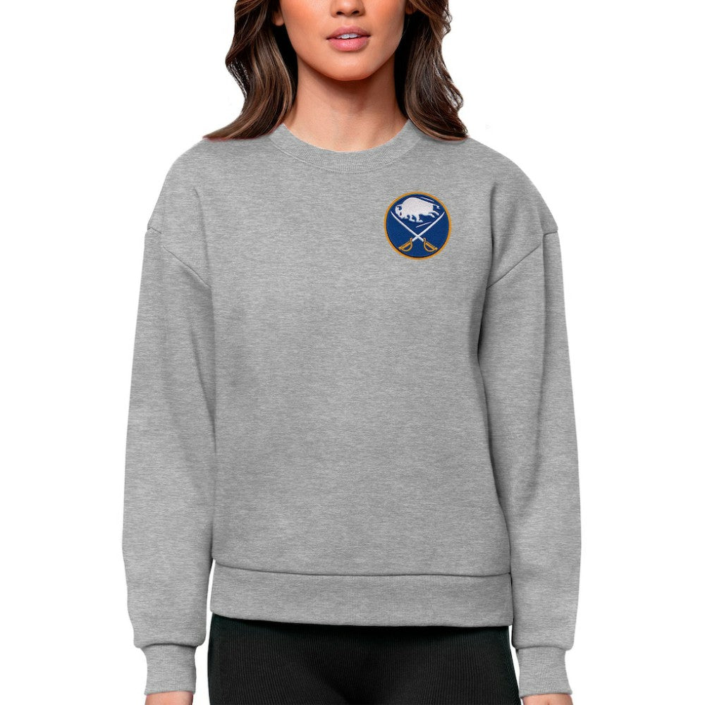 Buffalo Sabres Antigua Women's Victory Crewneck Pullover Sweatshirt - Heather Gray - NHL