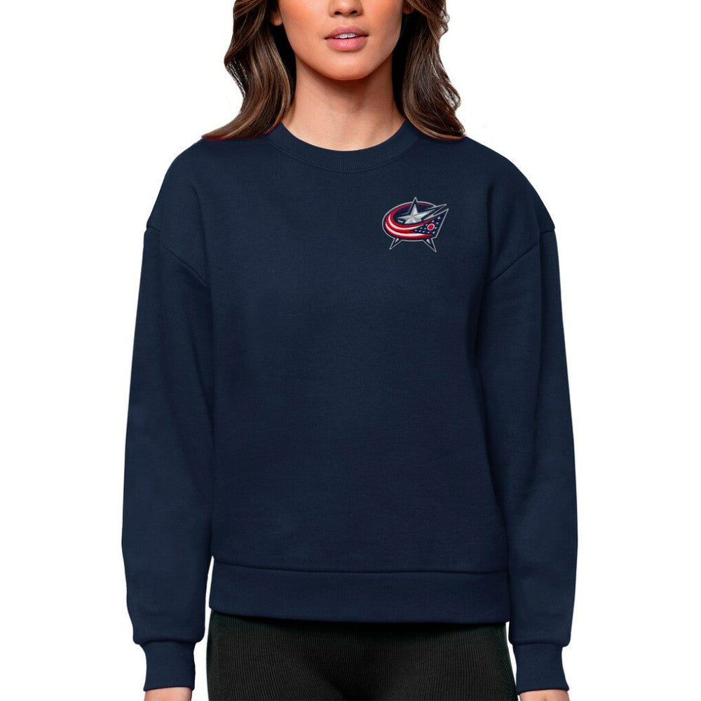 Columbus Blue Jackets Antigua Women's Victory Crewneck Pullover Sweatshirt - Navy - NHL