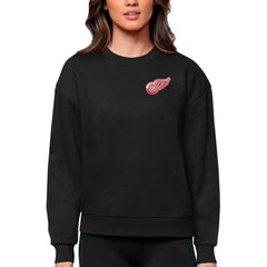 Detroit Red Wings Antigua Women's Victory Crewneck Pullover Sweatshirt - Black - NHL
