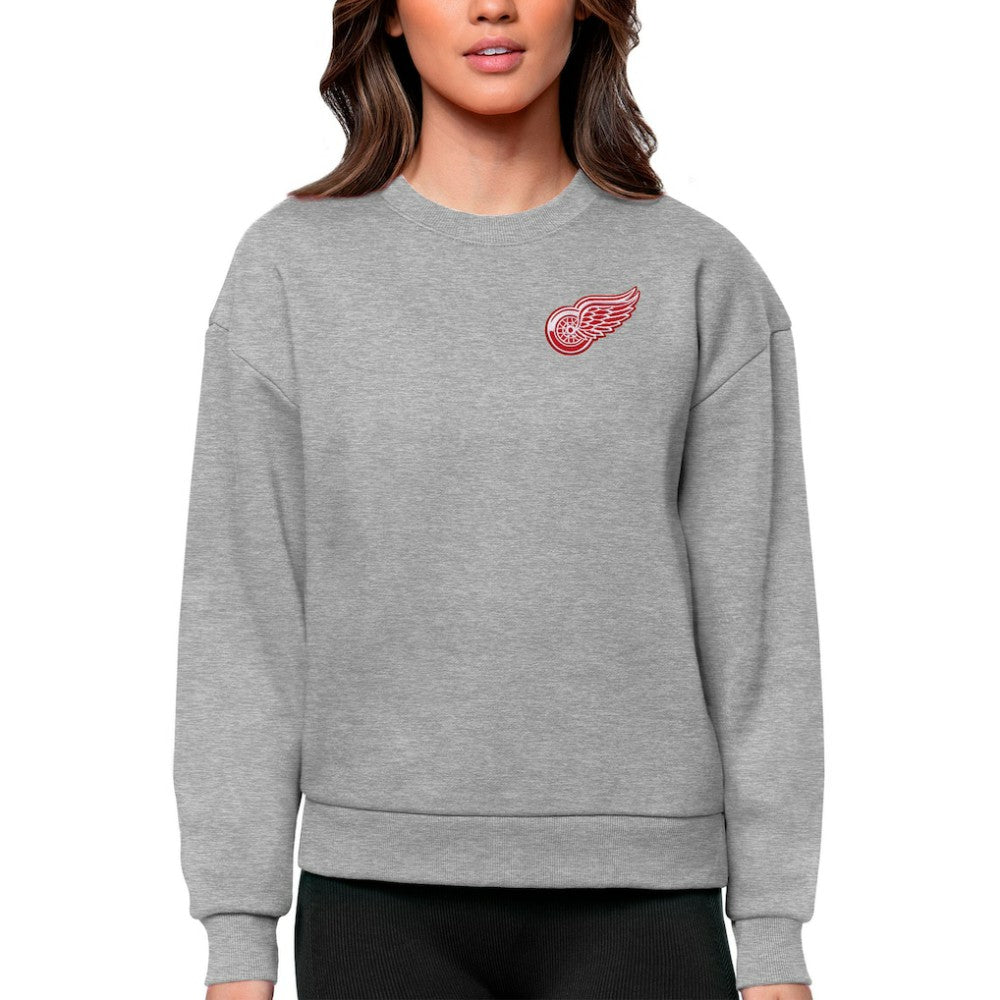 Detroit Red Wings Antigua Women's Victory Crewneck Pullover Sweatshirt - Heather Gray - NHL