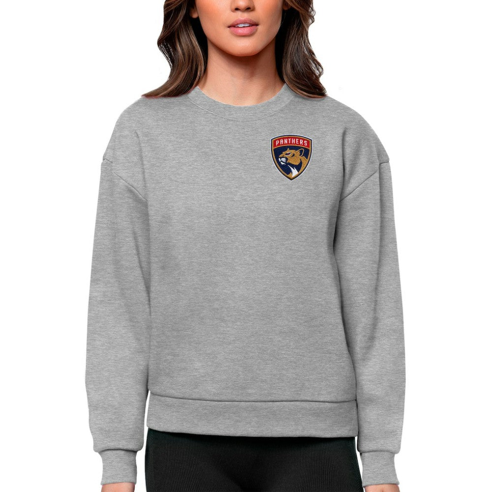 Florida Panthers Antigua Women's Victory Crewneck Pullover Sweatshirt - Heather Gray - NHL