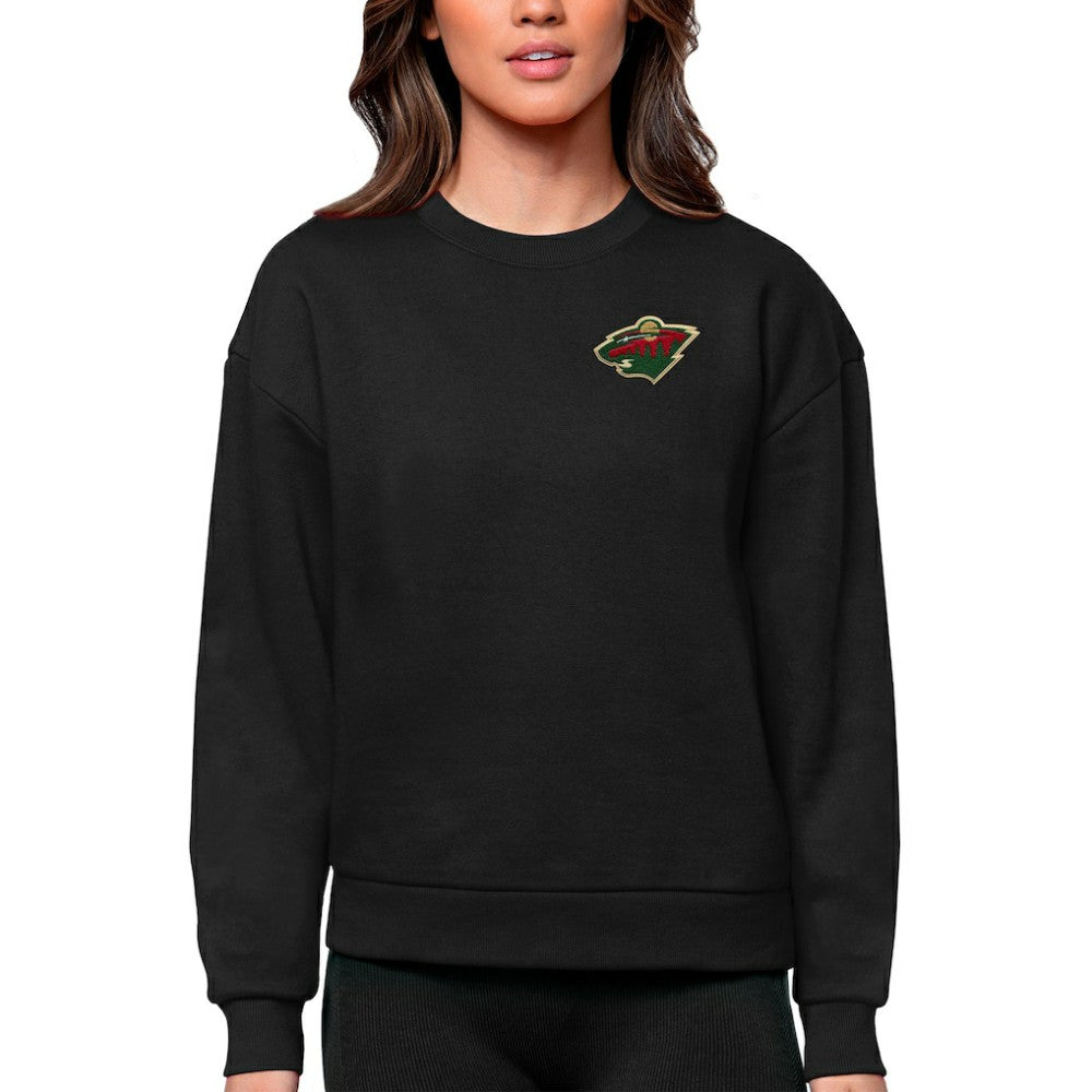 Minnesota Wild Antigua Women's Victory Crewneck Pullover Sweatshirt - Black - NHL