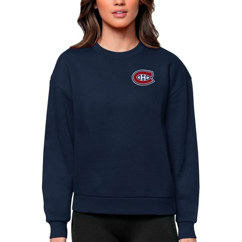 Montreal Canadiens Antigua Women's Victory Crewneck Pullover Sweatshirt - Navy - NHL