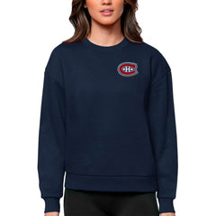Montreal Canadiens Antigua Women's Victory Crewneck Pullover Sweatshirt - Navy - NHL