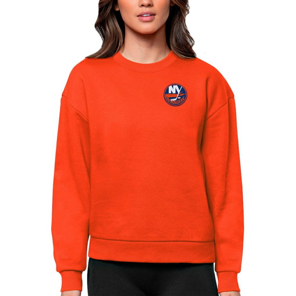 New York Islanders Antigua Women's Victory Crewneck Pullover Sweatshirt - Orange - NHL